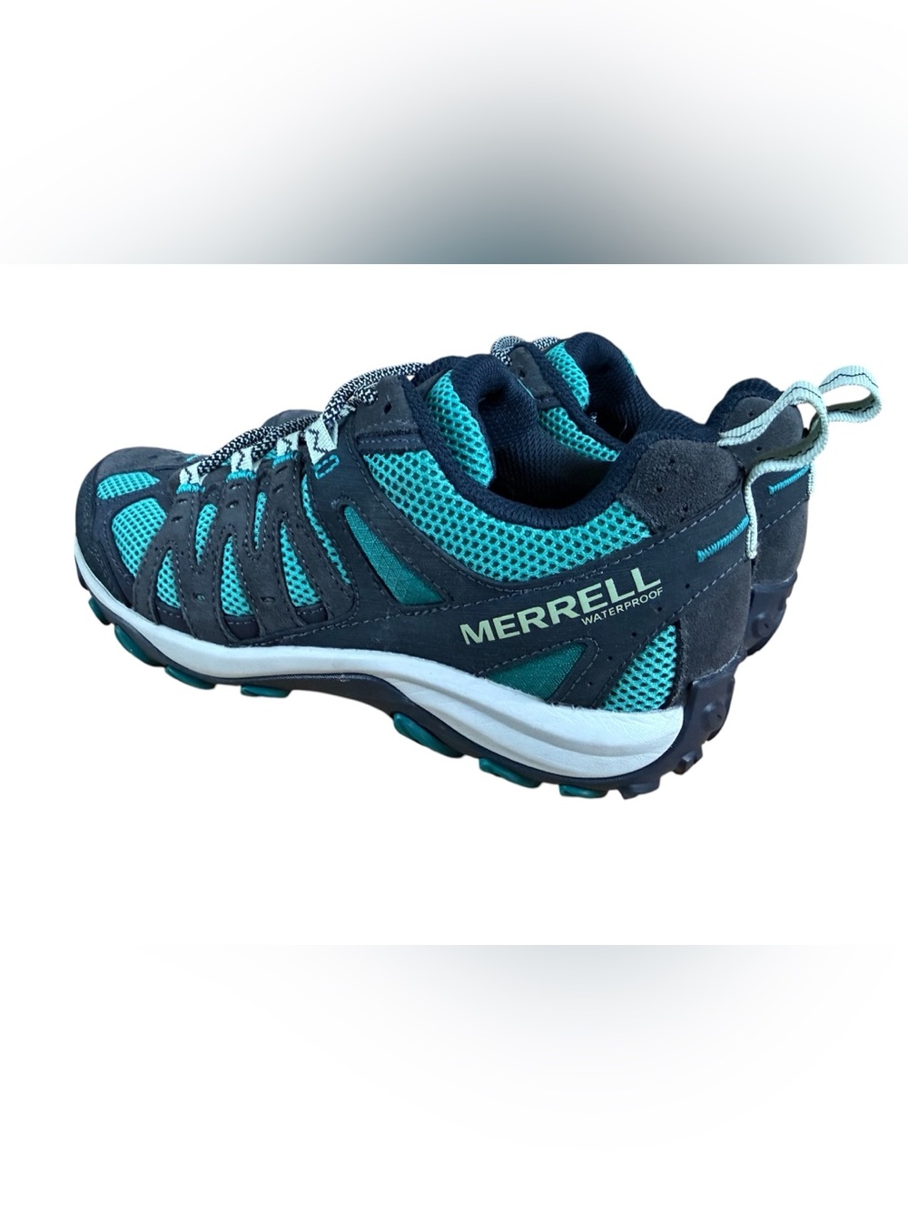 Merrell Accentor 3 WP Waterproof Hiking Shoes Teal / Navy / Blue Like New in Box - Picture 4 of 14